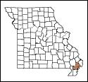 missouri map | New Madrid co in brown
